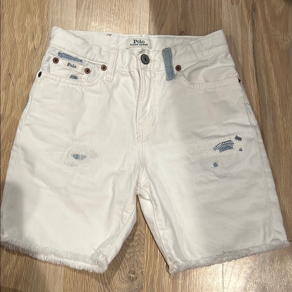 Polo by Ralph Lauren White Distressed  Boys Shorts